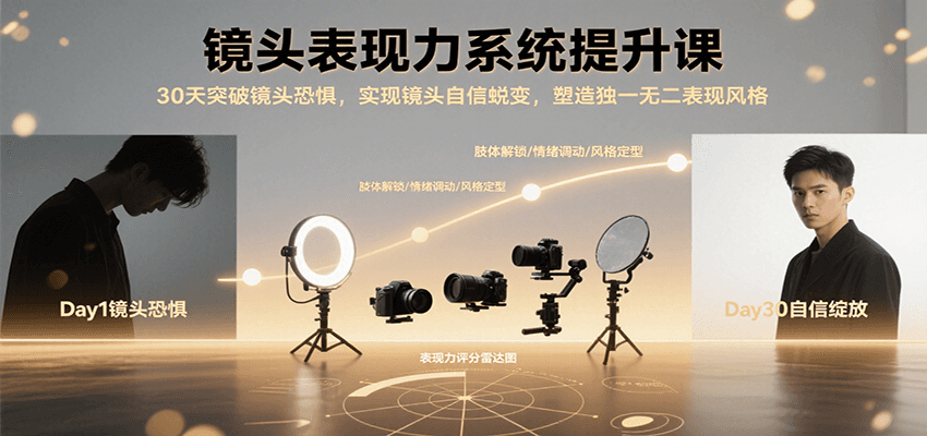 镜头表现力系统提升课，30天突破镜头恐惧实现自信蜕变，塑造独一无二表现风格|HOOK协议网