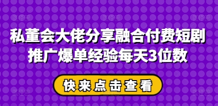 私董会大佬分享融合付费短剧推广爆单经验每天3位数|HOOK协议网
