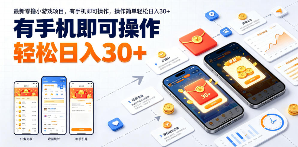 最新零撸小游戏项目，有手机即可操作，操作简单轻松日入30+|一人科技公司导航