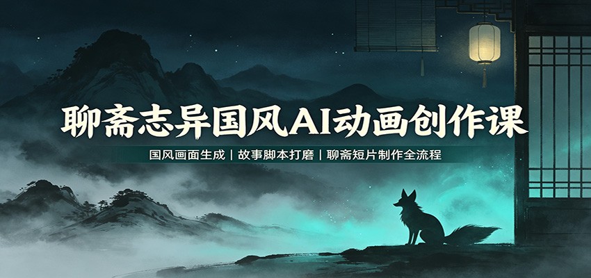 聊斋志异国风AI动画创作课：国风画面生成，故事脚本打磨，聊斋短片制作全流程|一人科技OPC聚合软件