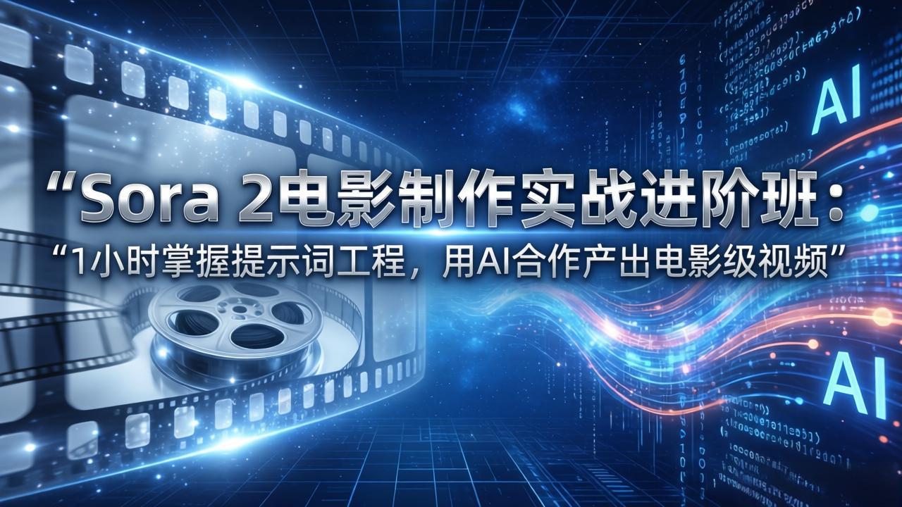 Sora 2电影制作实战进阶班：1小时掌握提示词工程，用AI合作产出电影级视频|协议软件打粉软件