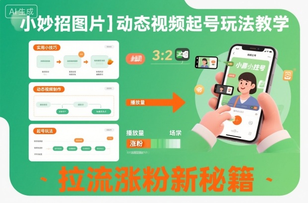 小妙招图片＋动态视频起号玩法教学，拉流涨粉新秘籍|HOOK协议网