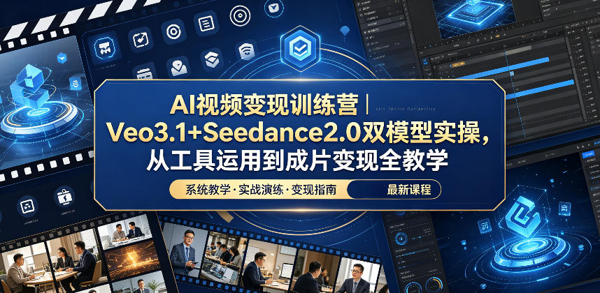 AI视频变现训练营｜Veo3.1+Seedance2.0双模型实操，从工具运用到成片变现全教学|一人科技公司导航