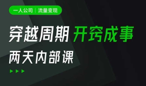 一人公司：流量变现课，一人公司的方法模型拆解， 拆解富人思维，流量思维，小老板思维等|HOOK协议网
