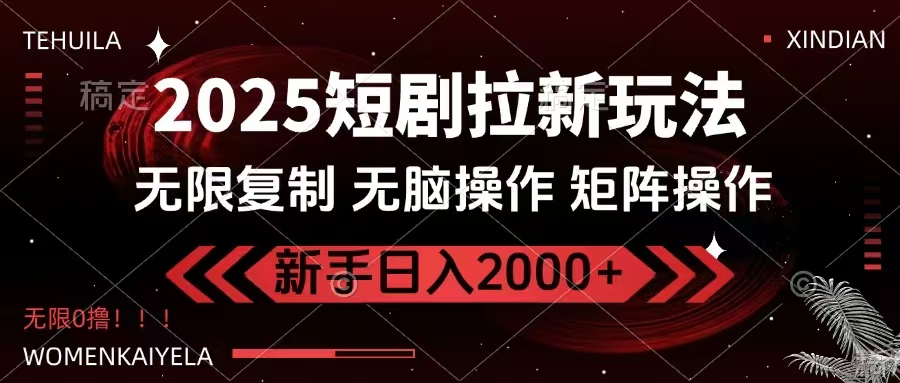 2025短剧拉新玩法，无需注册登录，无限0撸，无脑批量操作日入2000+|HOOK协议网