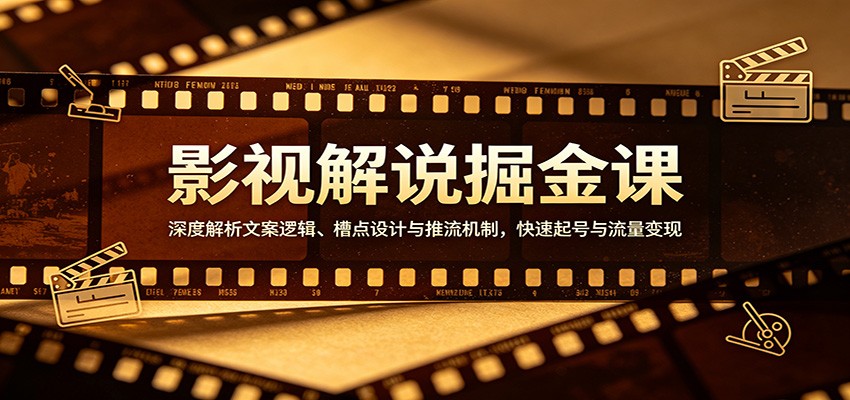 影视解说掘金课：深度解析文案逻辑、槽点设计与推流机制，快速起号与流量变现|协议软件打粉软件