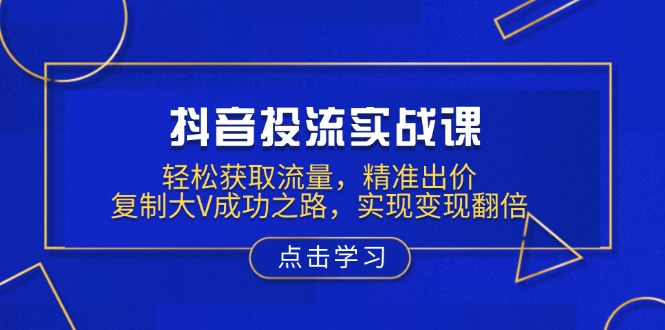 抖音投流实战课，轻松获取流量，精准出价，复制大V成功之路，实现变现翻倍|HOOK协议网