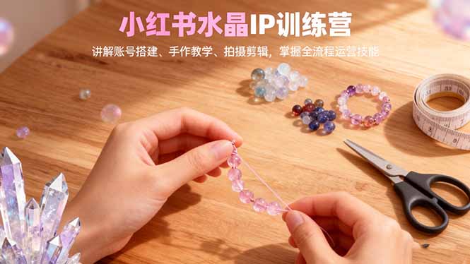 小红书水晶IP训练营，讲解账号搭建、手作教学、拍摄剪辑，全流程运营技能|HOOK协议网