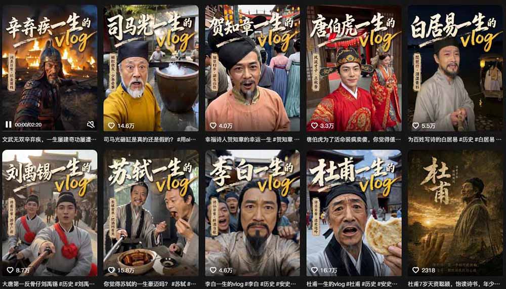 历史人物，诗人一生Vlog教学， AI制作丨伙伴计划丨精选收益丨商单收徒 ，新领域红利期，抓紧做|一人科技OPC聚合软件