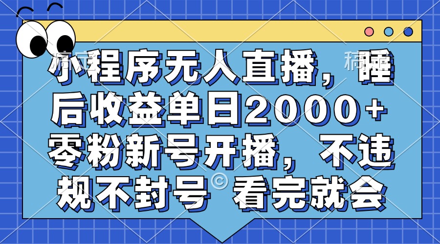 小程序无人直播，睡后收益单日2000+ 零粉新号开播，不违规不封号 看完就会|HOOK协议网