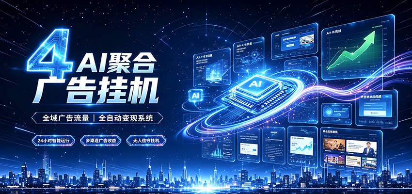 全域广告流量聚合，AI无人挂机稳赚佣金，打造长期稳定被动收入副业|一人科技OPC聚合软件