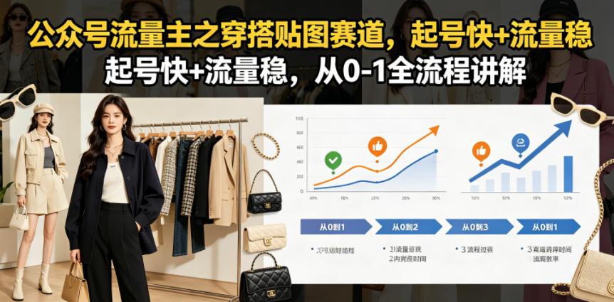 公众号流量主之穿搭贴图赛道，起号快+流量稳，从0-1全流程讲解|一人科技公司导航