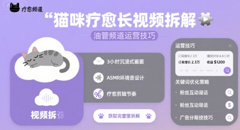 猫咪疗愈长视频拆解 &油管频道运营技巧|HOOK协议网