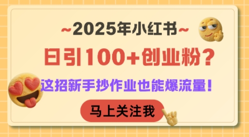 2025年小红书日引100+创业粉？这招新手抄作业也能爆流量！|HOOK协议网