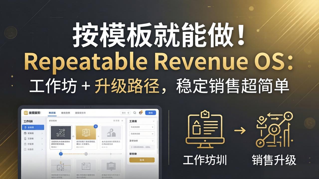 按模板就能做！Repeatable Revenue OS：工作坊 + 升级路径，稳定销售超简单|协议软件打粉软件