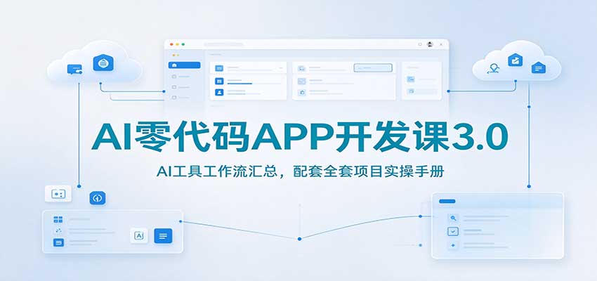 AI零代码APP开发课3.0：AI工具工作流汇总，配套全套项目实操手册|一人科技OPC聚合软件