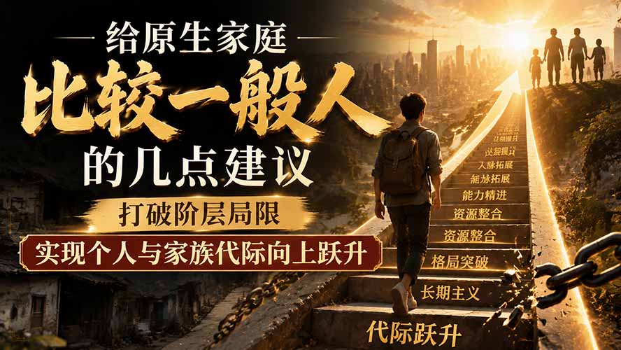 付费文章：给原生家庭比较一般人的几点建议，打破阶层局限，实现个人与家族代际向上跃升|一人科技OPC聚合软件
