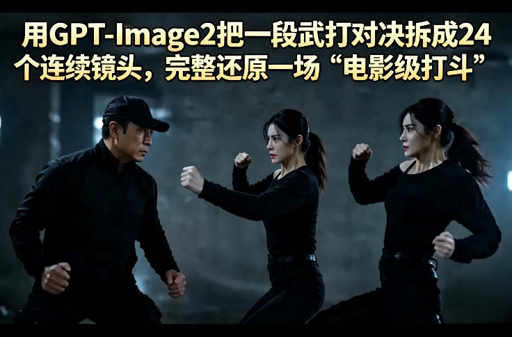 用GPT-Image2把一段武打对决拆成24个连续镜头，完整还原一场“电影级打斗”|协议软件打粉软件
