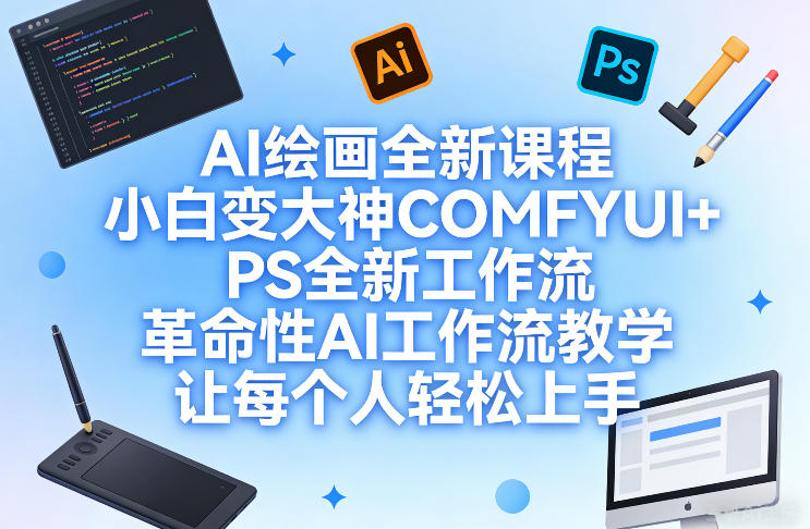 AI绘画全新课程，小白变大神COMFYUI+PS全新工作流，革命性AI工作流教学，让每个人轻松上手|协议软件打粉软件