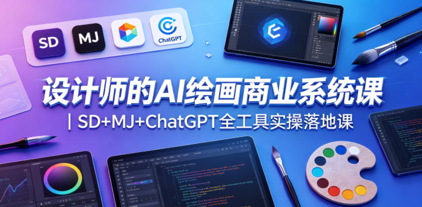 设计师的AI绘画商业系统课｜SD+MJ+ChatGPT全工具实操落地课|一人科技公司导航