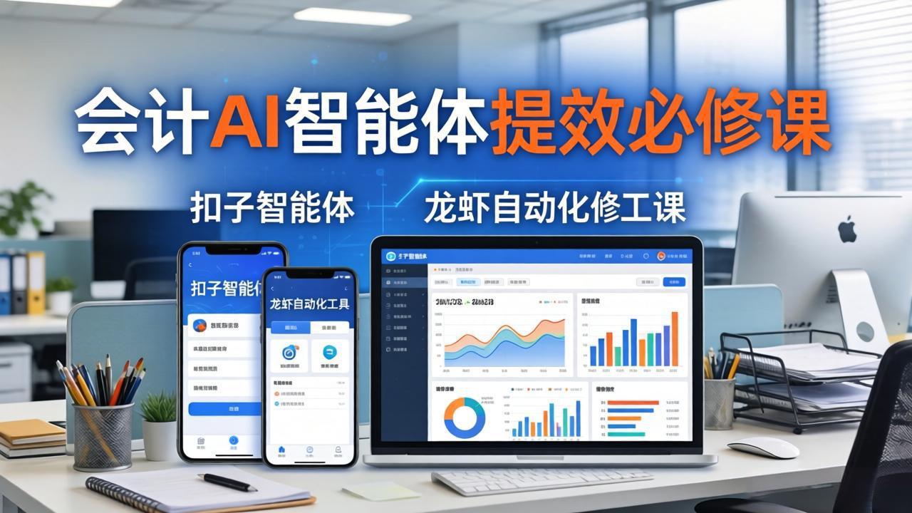 财务会计AI智能体提效必修课：扣子智能体+龙虾自动化+报表分析，一站式提升财务工作效率|协议软件打粉软件
