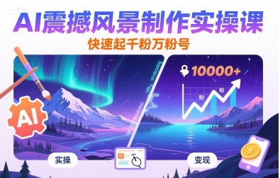 AI震撼风景制作实操课，快速起千粉万粉号|HOOK协议网