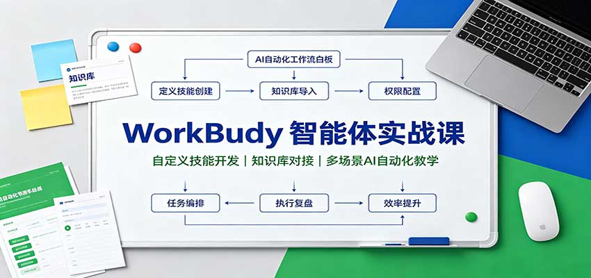 WorkBuddy智能体实战课：自定义技能开发，知识库对接，多场景AI自动化教学|一人科技OPC聚合软件
