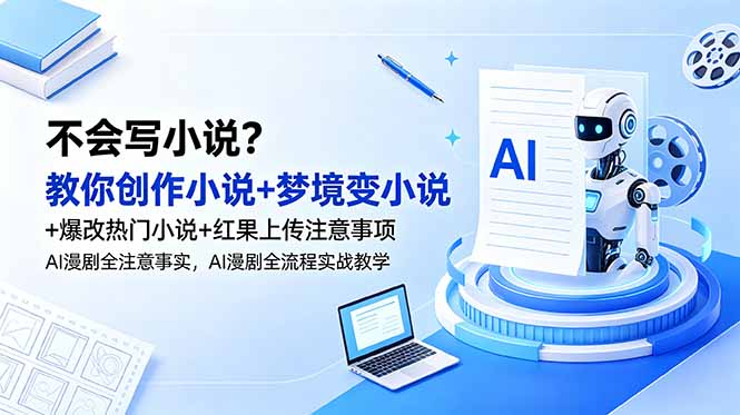 不会写小说？教你创作小说+梦境变小说+爆改热门小说+红果上传注意事项，AI漫剧全流程实战教学|一人科技公司导航