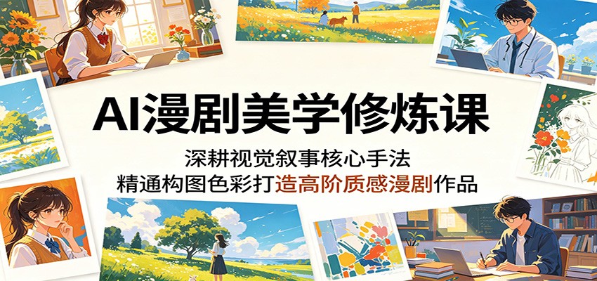 AI漫剧美学修炼课：深耕视觉叙事核心手法，精通构图色彩打造高阶质感漫剧作品|一人科技公司导航