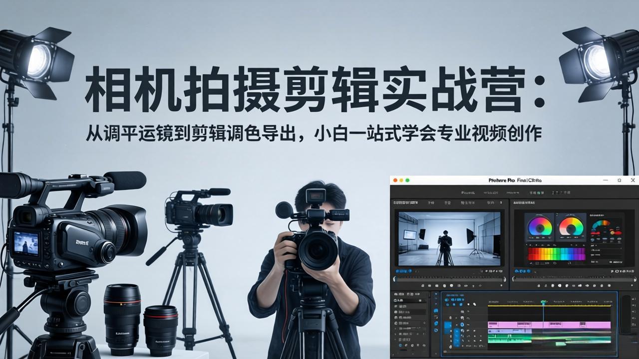 相机拍摄剪辑实战营：从调平运镜到剪辑调色导出，小白一站式学会专业视频创作|协议软件打粉软件