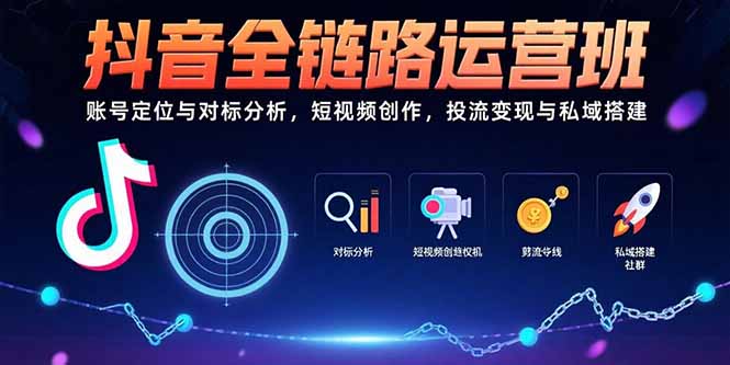 抖音全链路运营班：账号定位与对标分析，短视频创作，投流变现与私域搭建|HOOK协议网