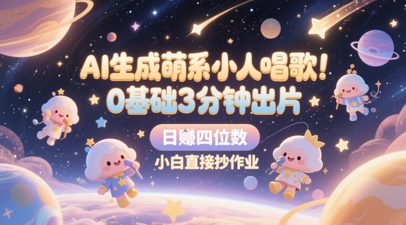 AI生成萌系小人唱歌，0基础3分钟出片，28个作品涨粉8.9W，单条最高19W赞，日入四位数，小白直接抄作业|HOOK协议网