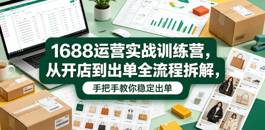 1688运营实战训练营，从开店到出单全流程拆解，手把手教你稳定出单|一人科技公司导航