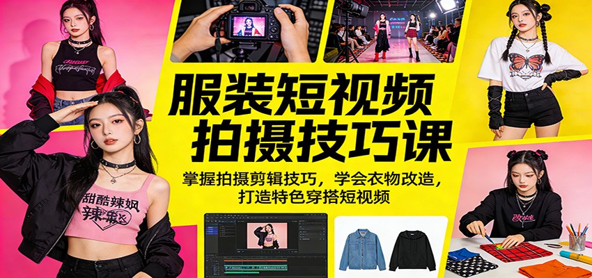 服装短视频拍摄技巧课：掌握拍摄剪辑技巧，学会衣物改造，打造特色穿搭短视频|协议软件打粉软件