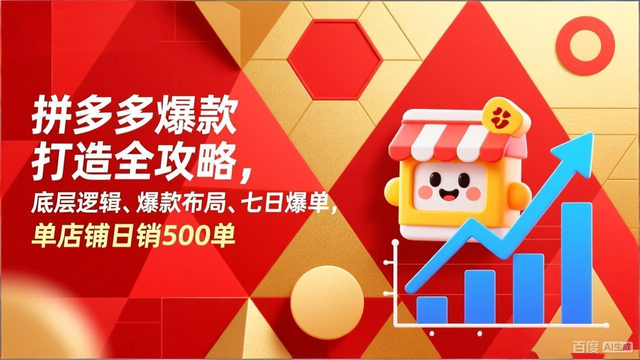 拼多多爆款打造全攻略，底层逻辑、爆款布局、七日爆单，单店铺日销500单|协议软件打粉软件