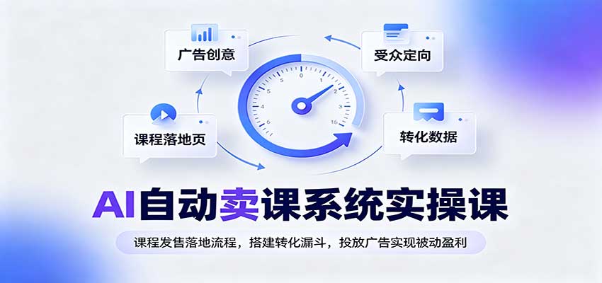 AI自动卖课系统实操课：课程发售落地流程，搭建转化漏斗，投放广告实现被动盈利|一人科技OPC聚合软件