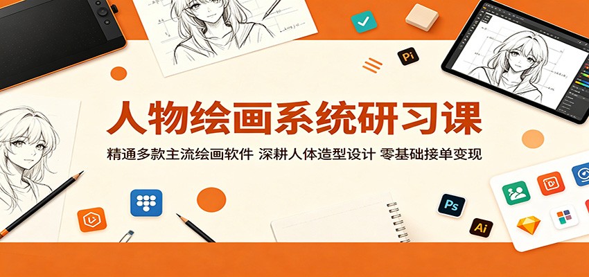 人物绘画系统研习课：精通多款主流绘画软件，深耕人体造型设计，零基础接单变现|一人科技公司导航