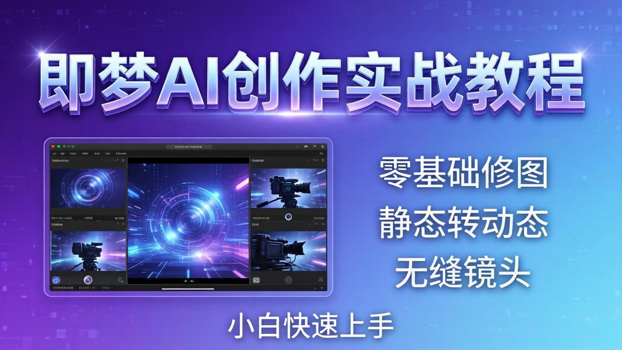 即梦AI创作实战教程，从零基础修图到AI导演，实战教学静态转动态+无缝镜头，小白快速上手|协议软件打粉软件