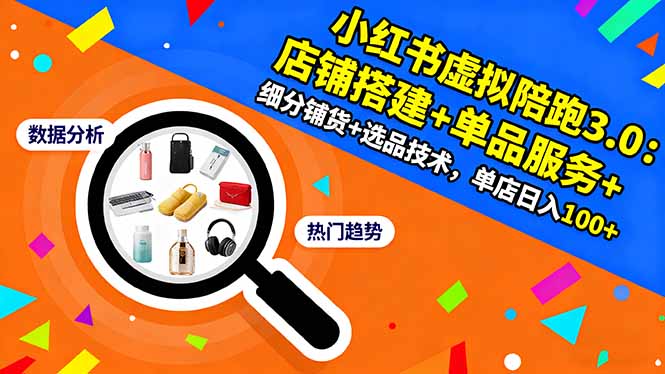 小红书虚拟陪跑3.0：店铺搭建+单品服务+细分铺货+选品技术，单店日入100+|HOOK协议网