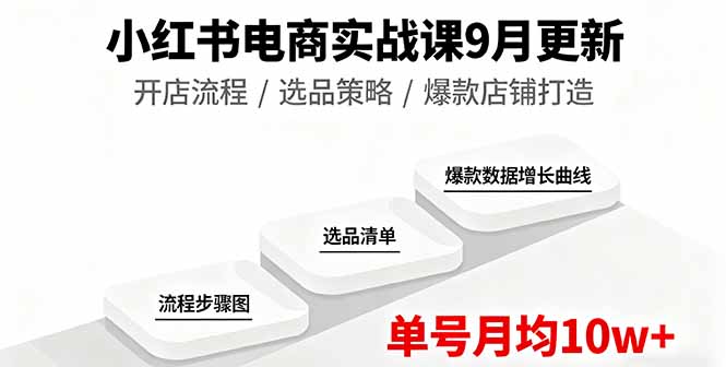 小红书电商实战课9月更新，开店流程/选品策略/爆款店铺打造，单号月均10w+|HOOK协议网