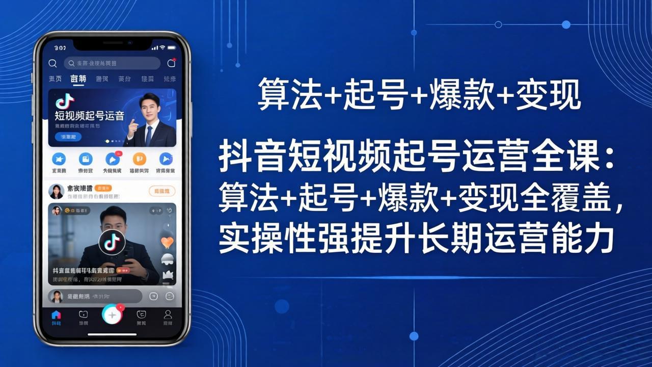 抖音短视频起号运营全课：算法+起号+爆款+变现全覆盖，实操性强提升长期运营能力|协议软件打粉软件