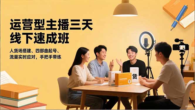 运营型主播三天线下班，人货场搭建,四部曲起号,流量实时应对，手把手带练|HOOK协议网