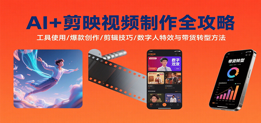 AI+剪映视频制作全攻略：工具使用/爆款创作/剪辑技巧/数字人特效与带货转型方法|HOOK协议网
