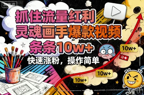 抓住流量红利，灵魂画手爆款视频，条条10w+，快速涨粉，操作简单|HOOK协议网