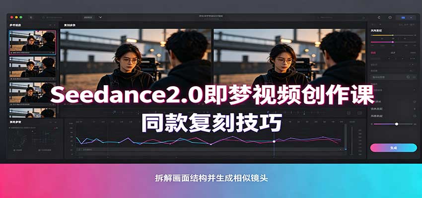 Seedance2.0即梦视频创作课：剧本式视频制作，同款复刻技巧，多行业案例落地教学|一人科技OPC聚合软件