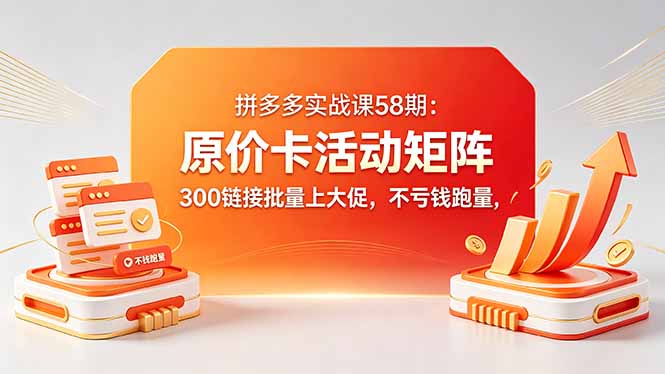 拼多多实战课58期：原价卡活动矩阵，300链接批量上大促，不亏钱跑量|一人科技公司导航