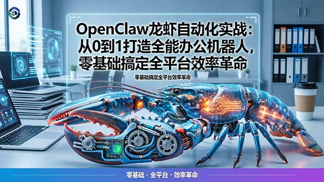 OpenClaw龙虾自动化实战：从0到1打造全能办公机器人，零基础搞定全平台效率革命|协议软件打粉软件