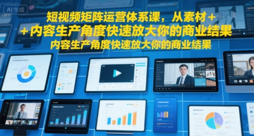 短视频矩阵运营体系课，从素材+内容生产角度快速放大你的商业结果|HOOK协议网