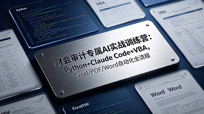 财会审计专属 AI实战训练营：Python+Claude Code+VBA，Excel/PDF/Word自动化全流程|一人科技公司导航