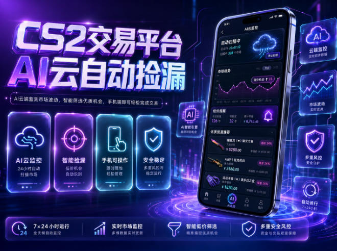 CS2交易平台AI云自动捡漏，多年稳定运行，无需手机，支持任何形式验证，日入300+【揭秘】|一人科技公司导航